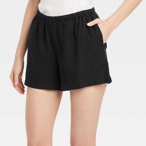 A New Day Black Linen Relaxed Lounge Shorts Size M